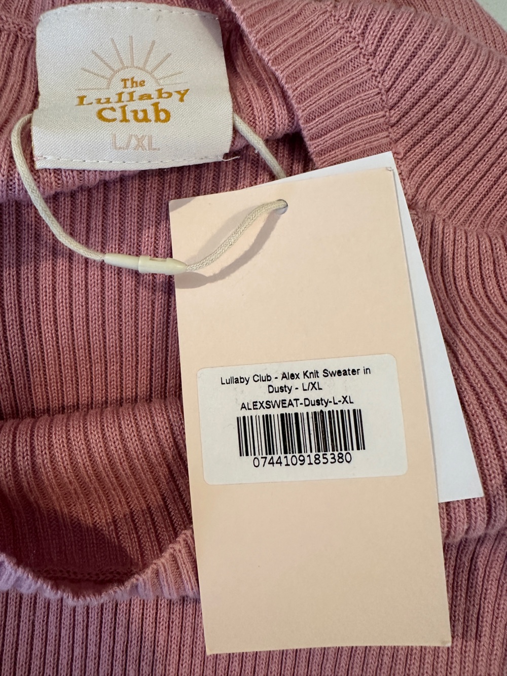 Lullaby Club Alex Knit Sweater Dusty Pink Oversized Ribbed L/XL NWT - Picture 8 of 11